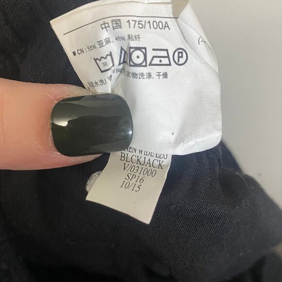 Old Navy Black Linen Blend Wide Leg Pant Drawstring Waist High Rise Sz XXL T - Picture 7 of 8